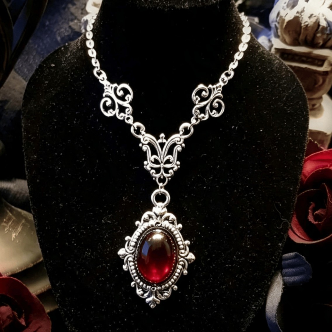 Men'S Victorian Accessories - Vampire Cameo Necklace,Blood Cameo,Gothic Jewelry,Witchcraft Accessories,Pagan,Mystery,Victorian,Butterfly,Choker