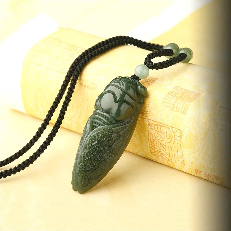 Natural Hetian Jade Cicada Pen - Men Accessories Hand ulasan dan harga