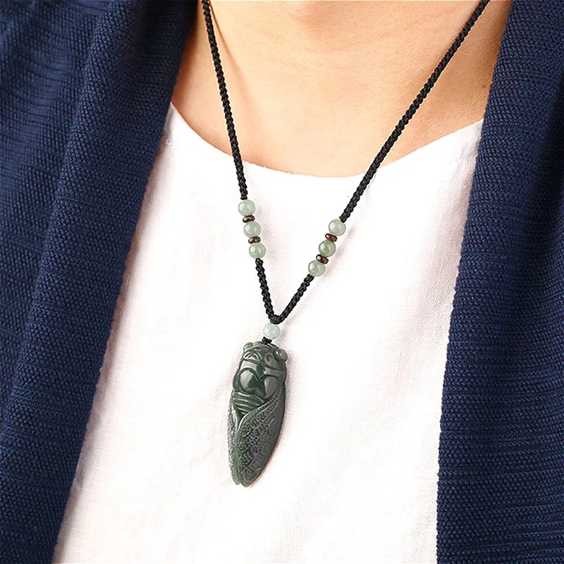 Natural Hetian Jade Cicada Pen - Men Accessories Hand ulasan dan harga