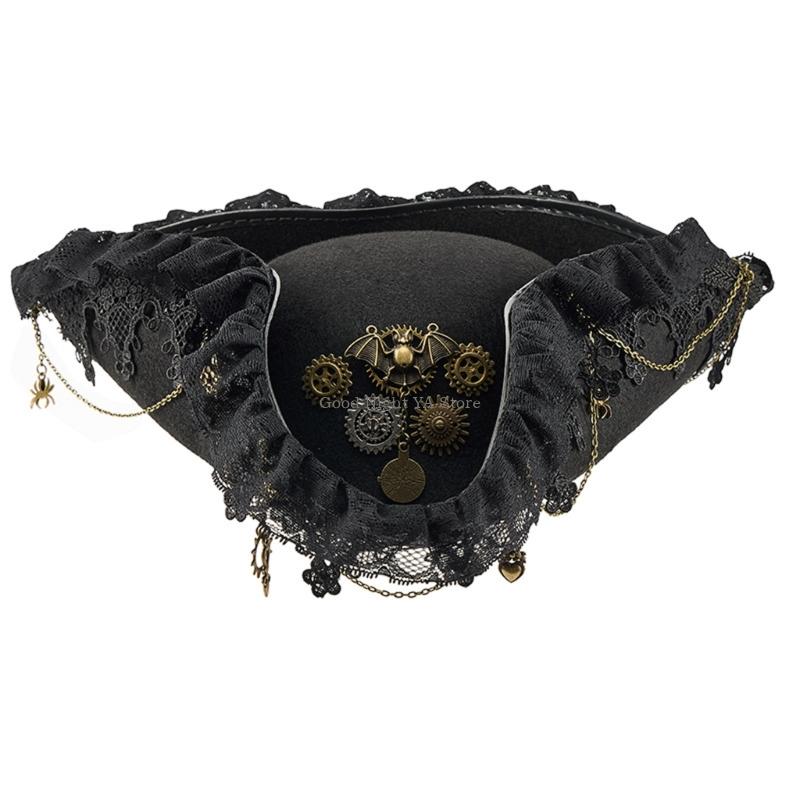 Lace Trim Bat Gear Pirate Hat  - Men'S Victorian Accessories ulasan dan harga