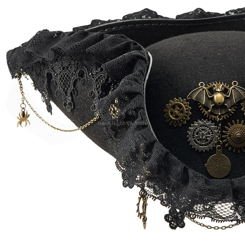 Lace Trim Bat Gear Pirate Hat  - Men'S Victorian Accessories ulasan dan harga