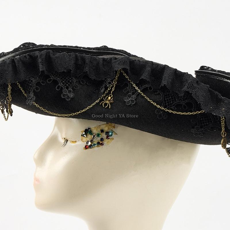 Lace Trim Bat Gear Pirate Hat  - Men'S Victorian Accessories ulasan dan harga