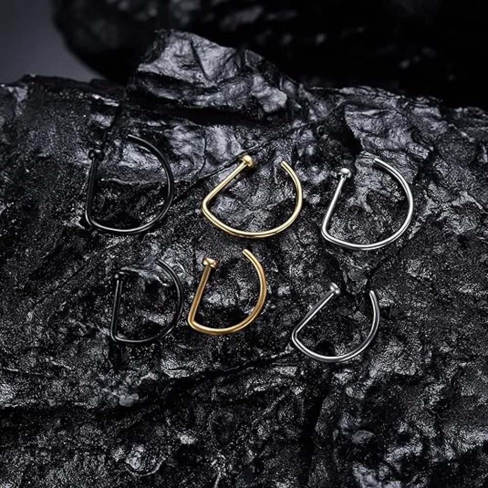 4 Pack Non Piercing D-Shaped N - Men Accessories Ring ulasan dan harga