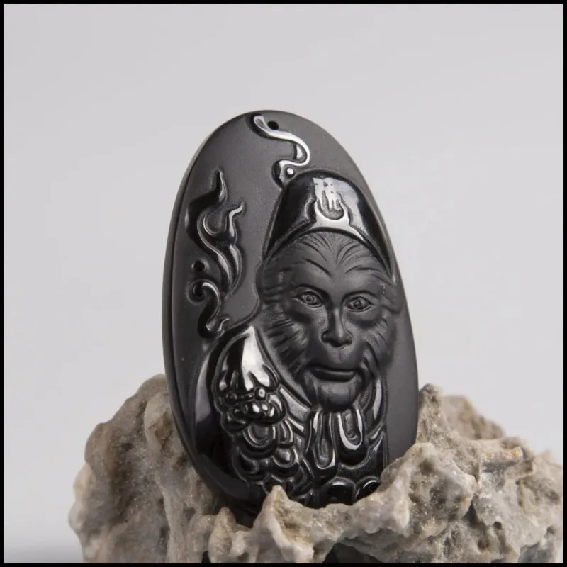 Natural Obsidian Sun WuKong Pe - Men Accessories Hand ulasan dan harga