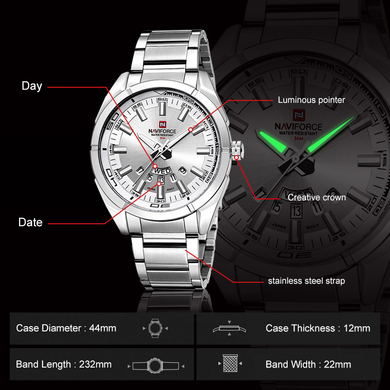 NAVIFORCE Brand Men Watches Fu - Men'S Accessories Luxury Brands ulasan dan harga
