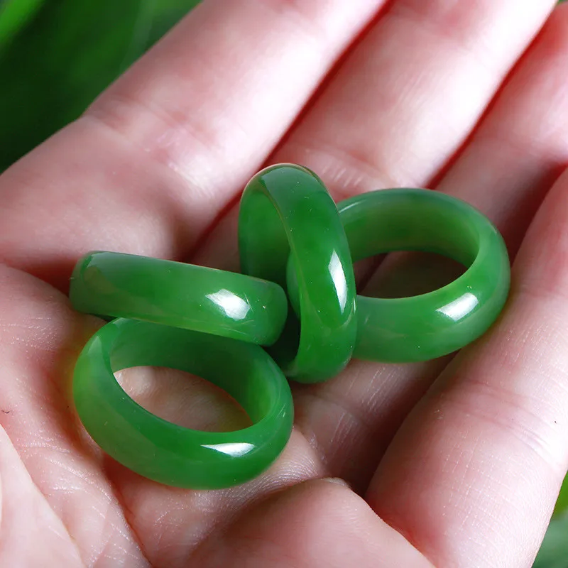 Natural Green Hetian Jade Ring - Men Accessories Hand ulasan dan harga